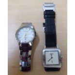 Two dissimilar modern, stainless steel cased wristwatches