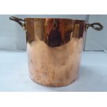 A 19thC copper twin handled cooking pot, branded for Maison Doree  1867  6.5"h  7"dia
