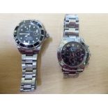 Two modern stainless steel cased bracelet wristwatches
