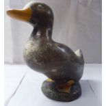 A painted composition stone model, a duck  15"h