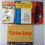 Mainly Meccano component building kits; and an Afrika Korps desert campaign game  (completeness