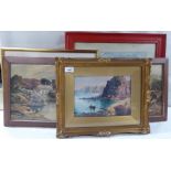 Five framed early/mid 20thC pictures, mainly scenic  mixed mediums  some bearing signatures  largest
