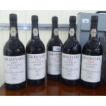 Five bottles of Grahams 1985 vintage port