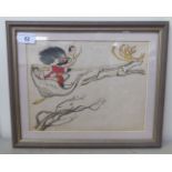 A circa 1900 Liptons Tea promotional Christmas period 'The Fly Bye' card  8" x 12"  framed