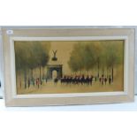 After Anthony Kitz - a military march  processed oil  12" x 27"  framed