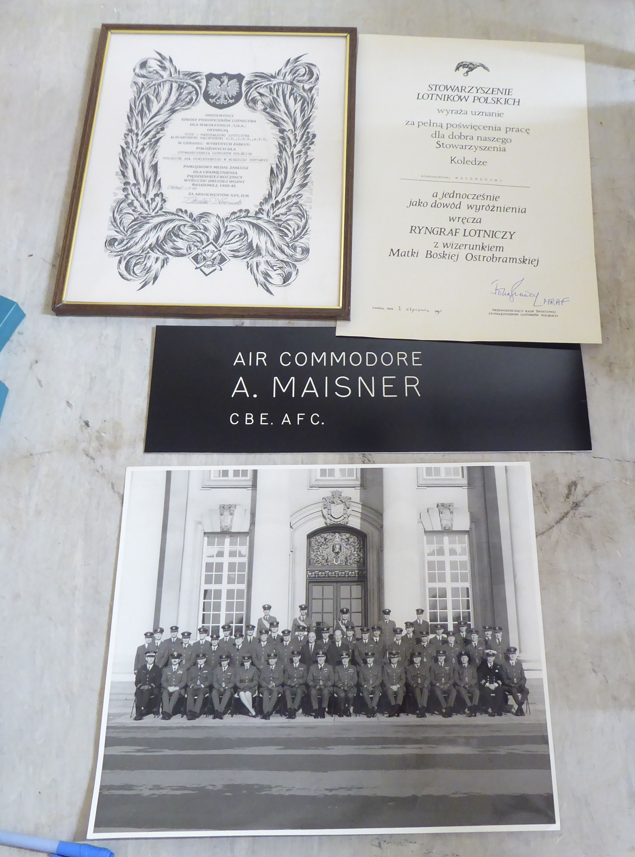 Polish RAF and other themed award plaques  mixed medium & sizes; and associated regalia/ephemera ( - Image 6 of 8