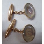 A pair of Victorian 15ct gold portrait miniature set cufflinks