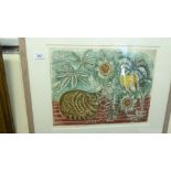 Richard Bawden - 'Passion Flower'  Limited Edition print 12/85  bears a pencil signature  12" x 16"