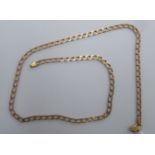 A 9ct gold flat curb link neckchain