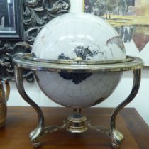 A modern hardstone globe, in a cast metal stand  18"h