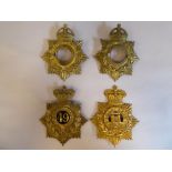 Military helmet plates, 49th Dorsetshire and two without mounts (Please Note: this lot is subject to