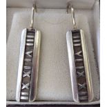 A pair of silver Tiffany & Co bar earrings, inscribed with Roman numerals