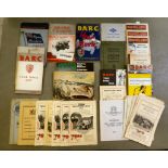 Automobile and racing ephemera: to include 'The Book of The Hillman Minx and Hunter'; and 'The