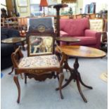 Small furniture: to include an early 20thC painted mahogany framed piano stool; a Georgian style