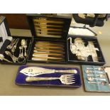 EPNS stainless steel flatware, loose and cased