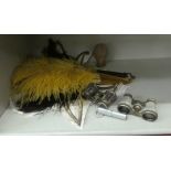 Collectables: to include ostrich feather and other fans; and an applique