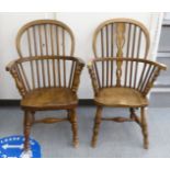 Two children's similar Windsor design oak framed chairs