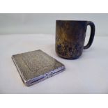 A Victorian silver Christening mug of cylindrical form with a hollow loop handle  Sheffield 1894;