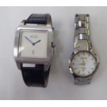 Two dissimilar modern, stainless steel cased wristwatches