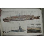 Posters: to include RAF; Queen Elizabeth II passenger ship; and late 19thC British Ordnance Survey
