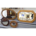 Four dissimilar, variously framed & sized mirrors