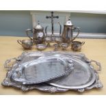 Silver plate and similar tableware: to include a four piece tea set