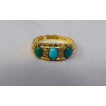 An 18ct gold turquoise and diamond rubover set ring