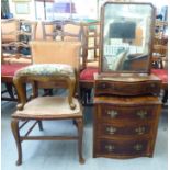 Small furniture: to include a Georgian toilet mirror, the mahogany framed plate pivoting on angled