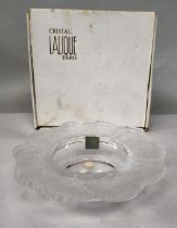 A Lalique France part frosted Honfleur pattern (No.10719) glass dish  5.75"dia  boxed with labels