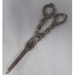 A pair of Victorian silver grape scissors  George W Adams  London  (date letter obscured)