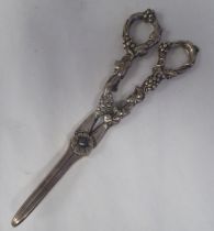 A pair of Victorian silver grape scissors  George W Adams  London  (date letter obscured)