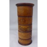 An antique, turned treen spice tower with threaded connections, comprising five graduated