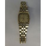 A vintage Omega square, gold plated and stainless steel cased bracelet wristwatch, the automatic