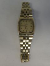 A vintage Omega square, gold plated and stainless steel cased bracelet wristwatch, the automatic