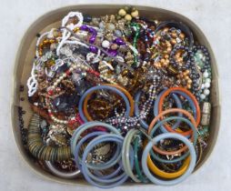 Costume jewellery: to include amber coloured and other bead necklaces