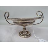 An Edwardian silver, twin handled sweet dish, elevated on a knopped pedestal  indistinct maker's
