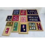Framed presentation sets of replica medals, some in silver  (Please Note: this lot is subject to the