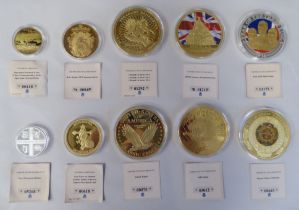 Collectors coins: to include a gold plated United States twenty dollar