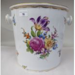 A 19thC porcelain pail with opposing knob handles, decorated with mixed floral sprigs and gilding
