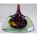 A Mdina multi-coloured glass axe head vase  bears indistinctly inscribed initials & dated 1977  8"h