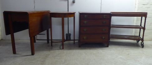 Small furniture: to include a 19thC mahogany four drawer dressing chest, raised on bracket feet