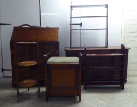 Small Victorian and later furniture: to include an Edwardian mahogany music seat with a fall front