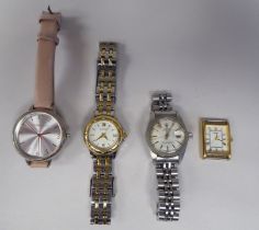 Four ladies wristwatches: to include a Seiko, faced by a Roman dial