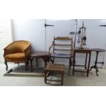 Small furniture: to include a 1930s Georgian design mahogany pedestal table  21"h  12"dia
