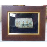 A replica of an Ancient Egyptian stone brick  4"w  framed