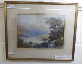 Thomas C Dibdin - a landscape with a lake and mountains beyond  watercolour  bears a signature  9.5"