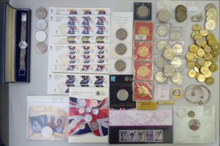 Royal Mint and other proof coins; loose British coinage; a Princess Diana presentation pack; and a