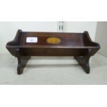 An Edwardian string inlaid mahogany book trough  10"w