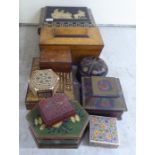 Various 19thC and later boxes: to include a satinwood tea caddy  6"h  11"w