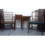 Small furniture: to include a George III mahogany pot cupboard with a single door, raised on